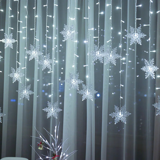 Christmas's + 3.2M Waterproof LED Snowflake String Lights for Holiday