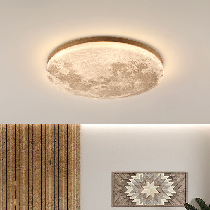 Nordic Minimalist Round Moon Design LED Flush Mount Ceiling Lamp-Orizon Depot