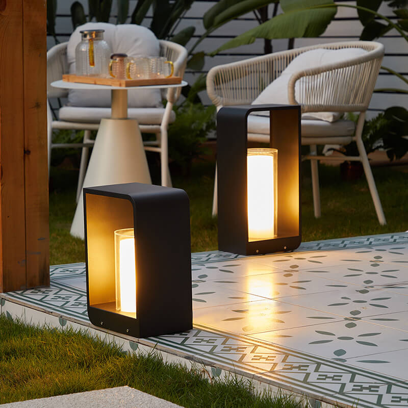 Modern Minimalist Square Frame LED Lawn Light Stainless Steel Acrylic Waterproof Design-Orizon Depot