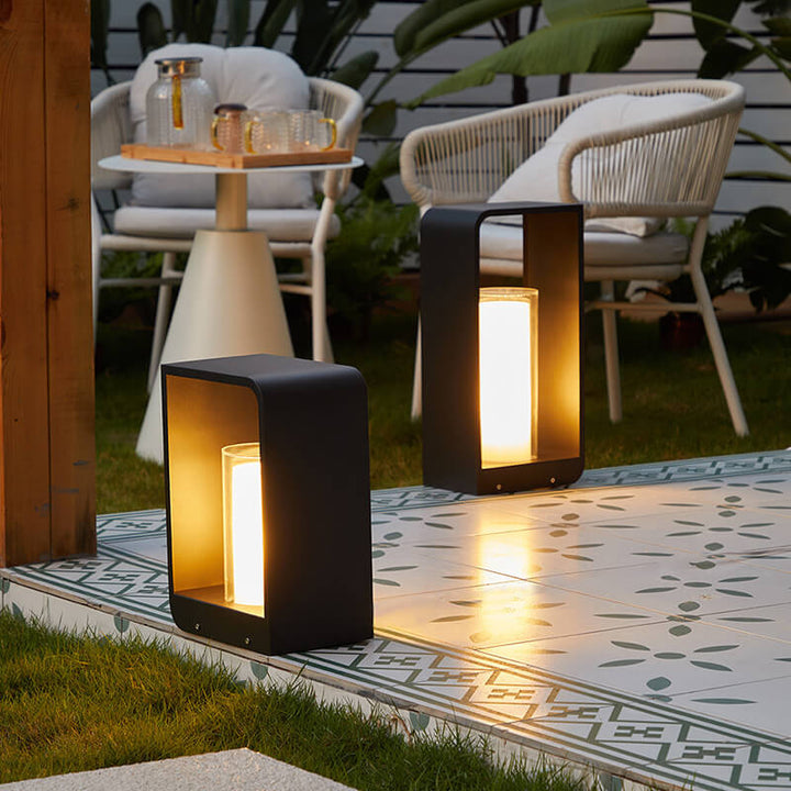 Modern Minimalist Square Frame LED Lawn Light Stainless Steel Acrylic Waterproof Design-Orizon Depot