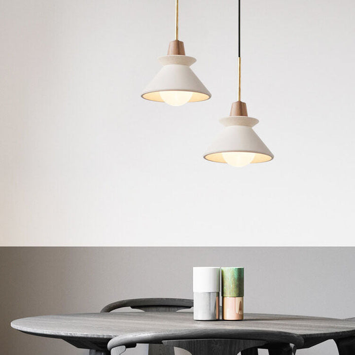 Nordic Minimalist White Cement Tapered Pendant Lamp-Orizon Depot
