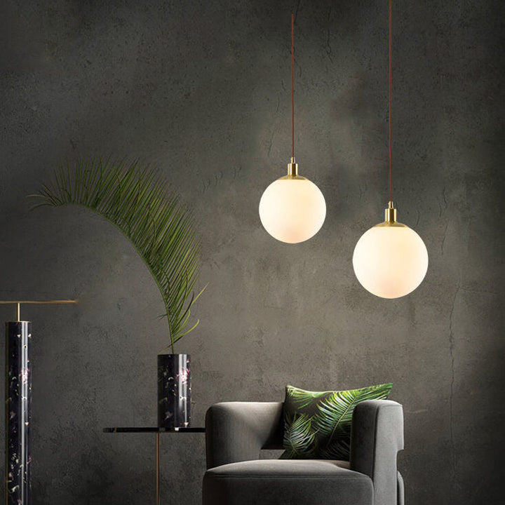 Nordic Modern Minimalist White Orb One-Light Pendant Lamp-Orizon Depot