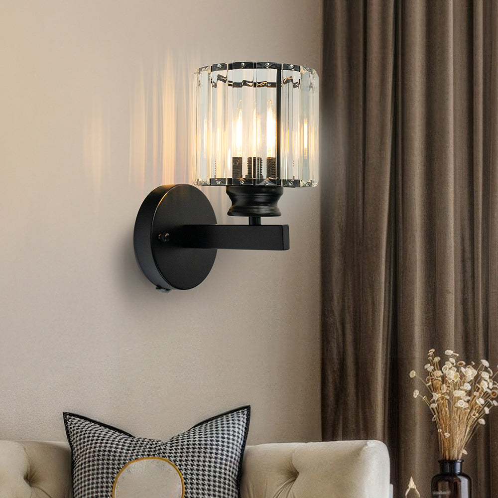 Modern Glass and Iron Wall Sconce Light Fixture
