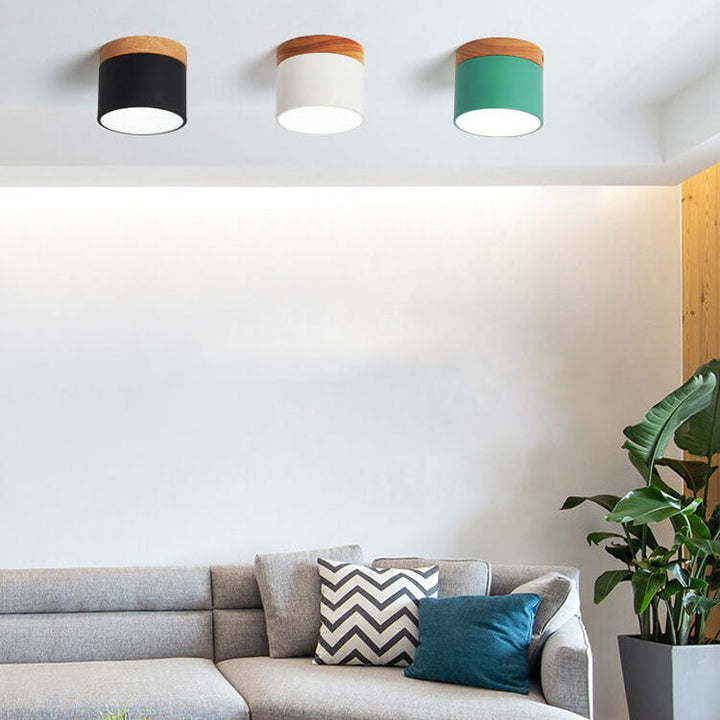 Scandinavian Minimalist Solid Color Log LED Flush Mount Ceiling Lamp-Orizon Depot