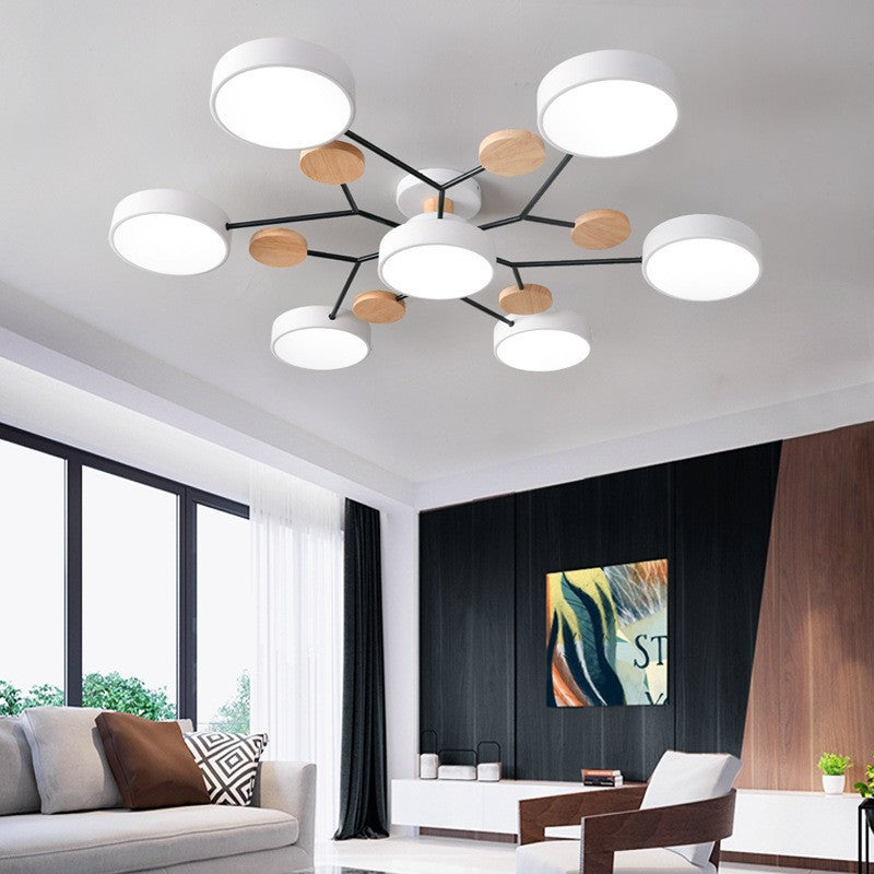 Contemporary Scandinavian Round Molecule Branch Design LED Semi-Flush Mount Ceiling Lamp For Bed Room