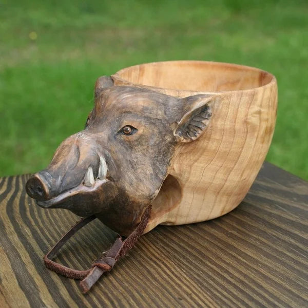 Handmade Wooden Cup - Wild Animal Design for Adventurous Hydration-Orizon Depot