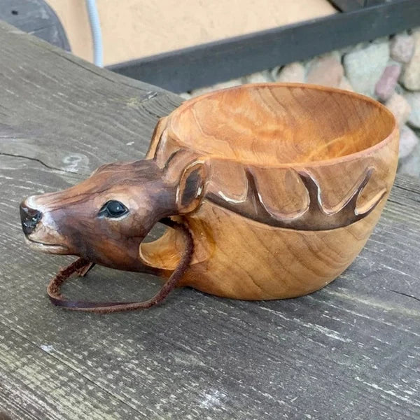 Handmade Wooden Cup - Wild Animal Design for Adventurous Hydration-Orizon Depot