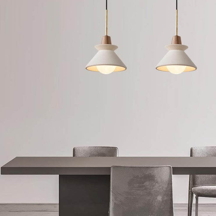 Nordic Minimalist White Cement Tapered Pendant Lamp-Orizon Depot