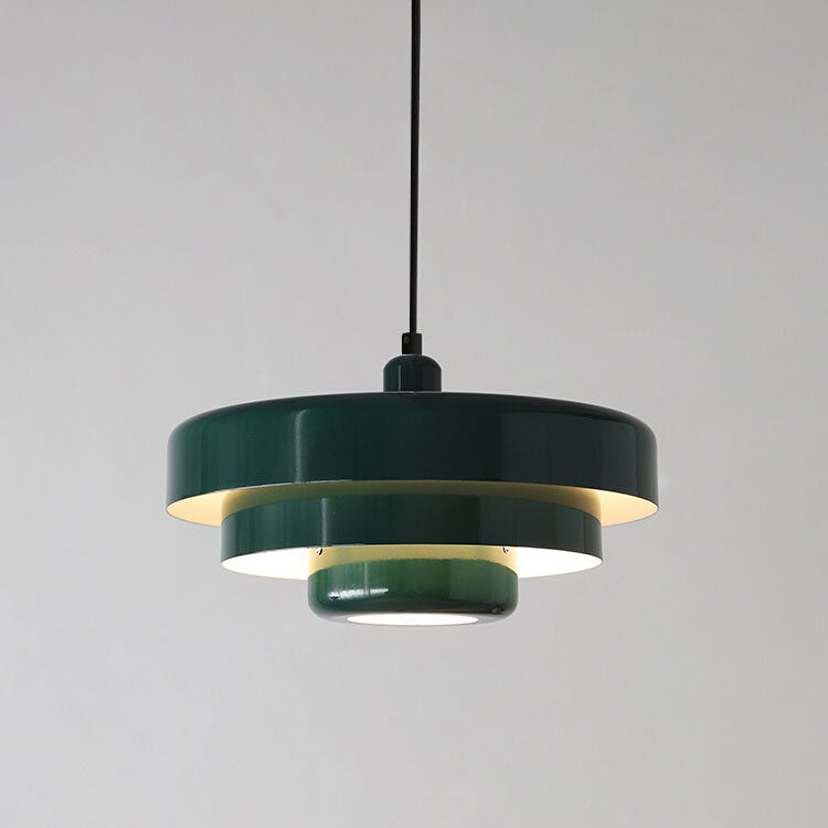 Nordic Vintage Multi-Layered Round Metal 1-Light Pendant Lamp-Orizon Depot