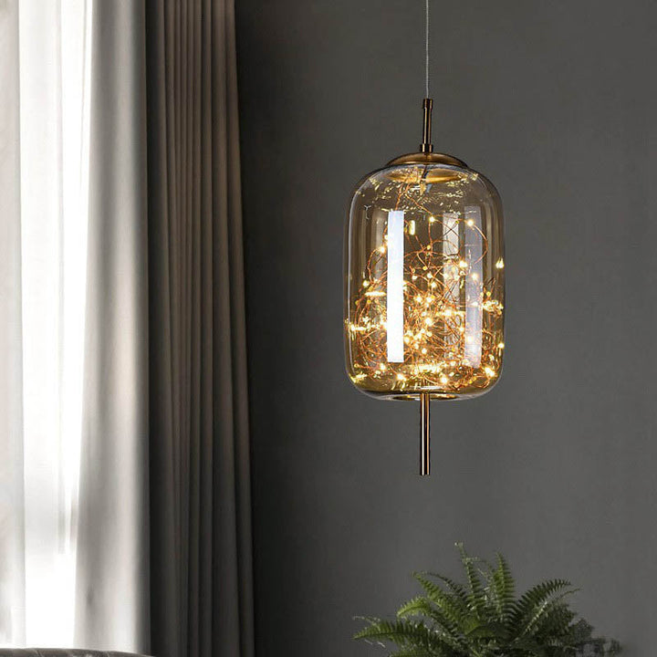 Scandinavian Cylinder Oval Glass Pendant Light for Bedroom-Orizon Depot