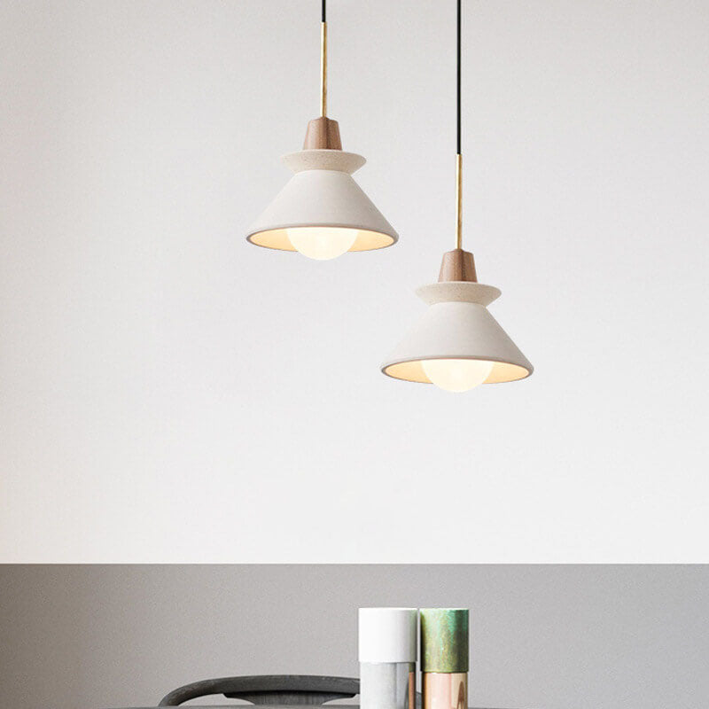 Nordic Minimalist White Cement Tapered Pendant Lamp-Orizon Depot