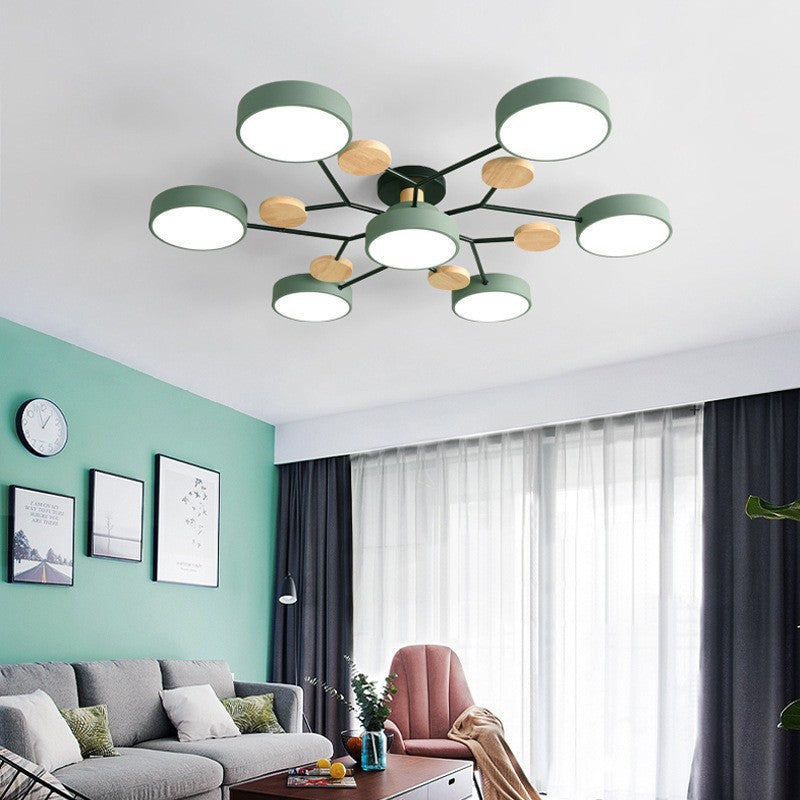 Contemporary Scandinavian Round Molecule Branch Design LED Semi-Flush Mount Ceiling Lamp For Bed Room