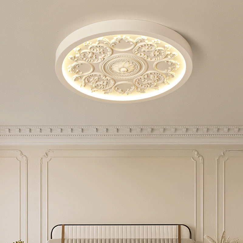 Modern Simplistic Carved Iron Resin Acrylic LED Flush Mount Ceiling Lamp For Bedroom-Orizon Depot