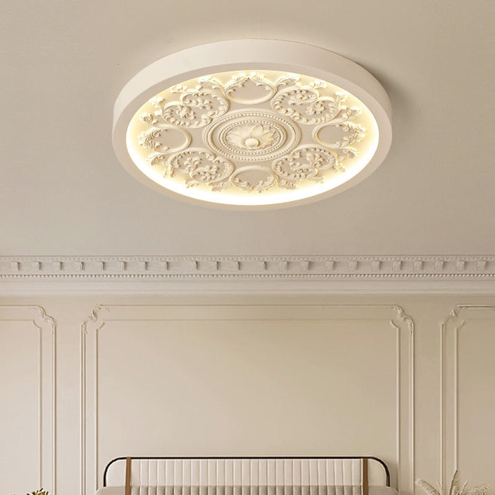 Modern Simplistic Carved Iron Resin Acrylic LED Flush Mount Ceiling Lamp For Bedroom-Orizon Depot