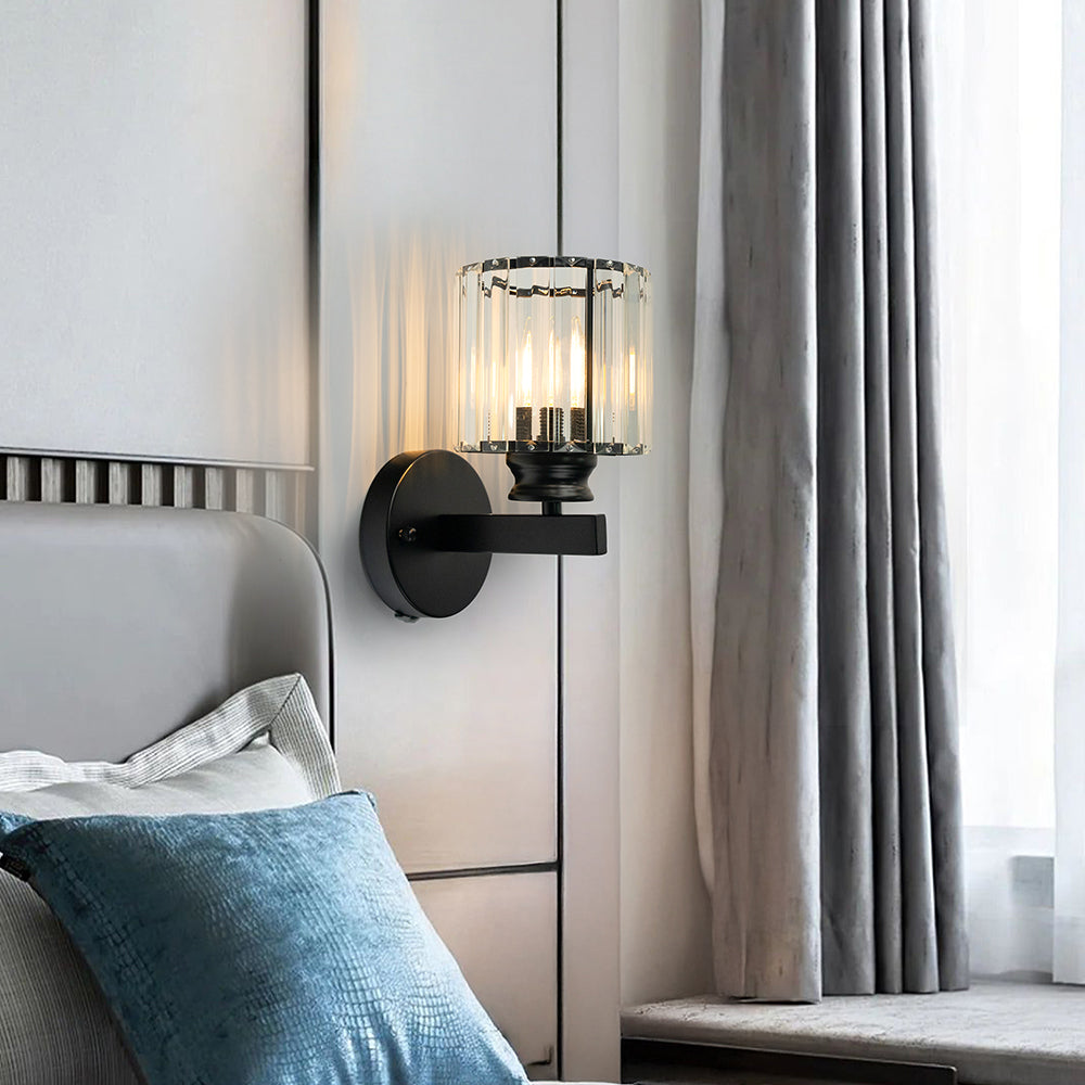 Modern Glass and Iron Wall Sconce Light Fixture