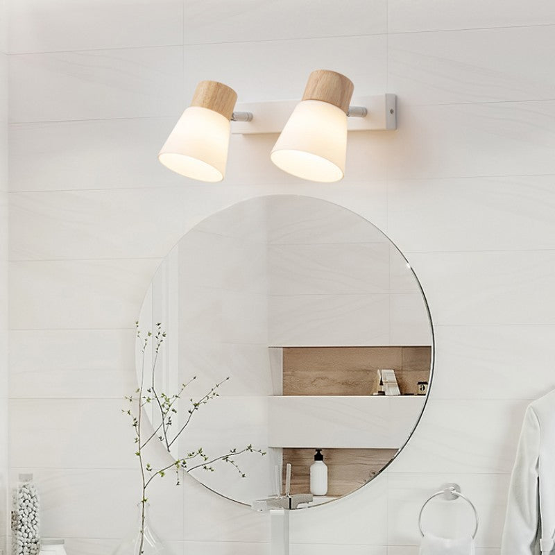 Modern Minimalist Horn Design Rubber Wood Iron Glass Vanity Wall Sconce Multi Light-Orizon Depot