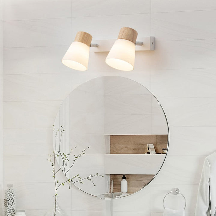Modern Minimalist Horn Design Rubber Wood Iron Glass Vanity Wall Sconce Multi Light-Orizon Depot