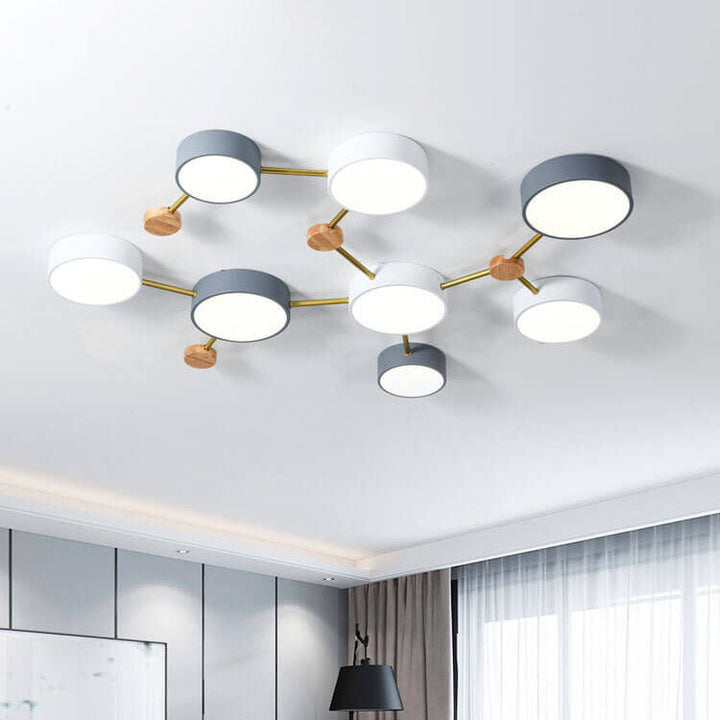Scandinavian Style Solid Wood Iron LED Multi Flush Mount Ceiling Lamp-Orizon Depot