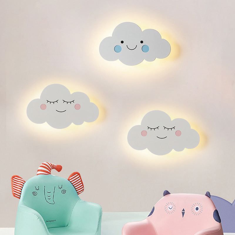 Contemporary Modern Creative Cartoon Smiley Cloud Iron Acrylic Shade LED Kids Wall Sconce Lamp-Orizon Depot