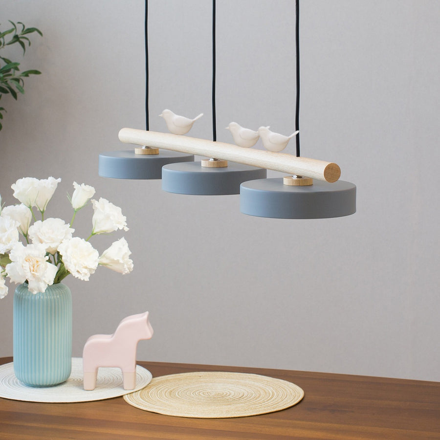Nordic Creative Bird Wood Linear LED Island Chandelier-Orizon Depot