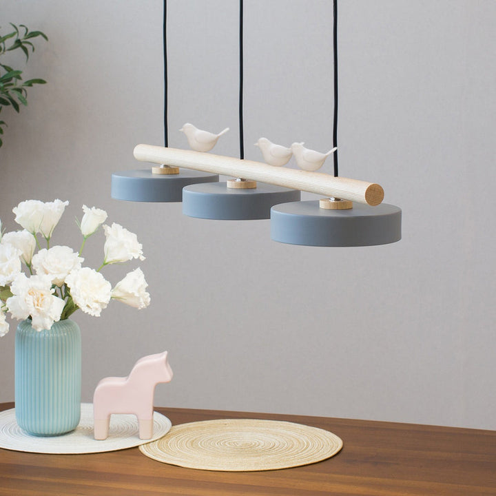 Nordic Creative Bird Wood Linear LED Island Chandelier-Orizon Depot