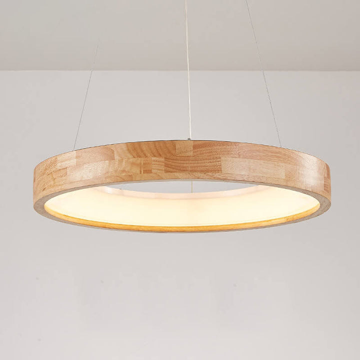 Japanese Minimalist Log Circle LED Island Chandelier for Modern Living-Orizon Depot