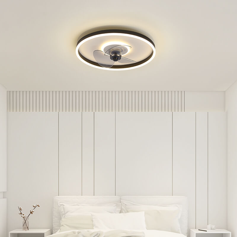 Nordic Simplistic Round Invisible LED Flush Mount Ceiling Fan Light