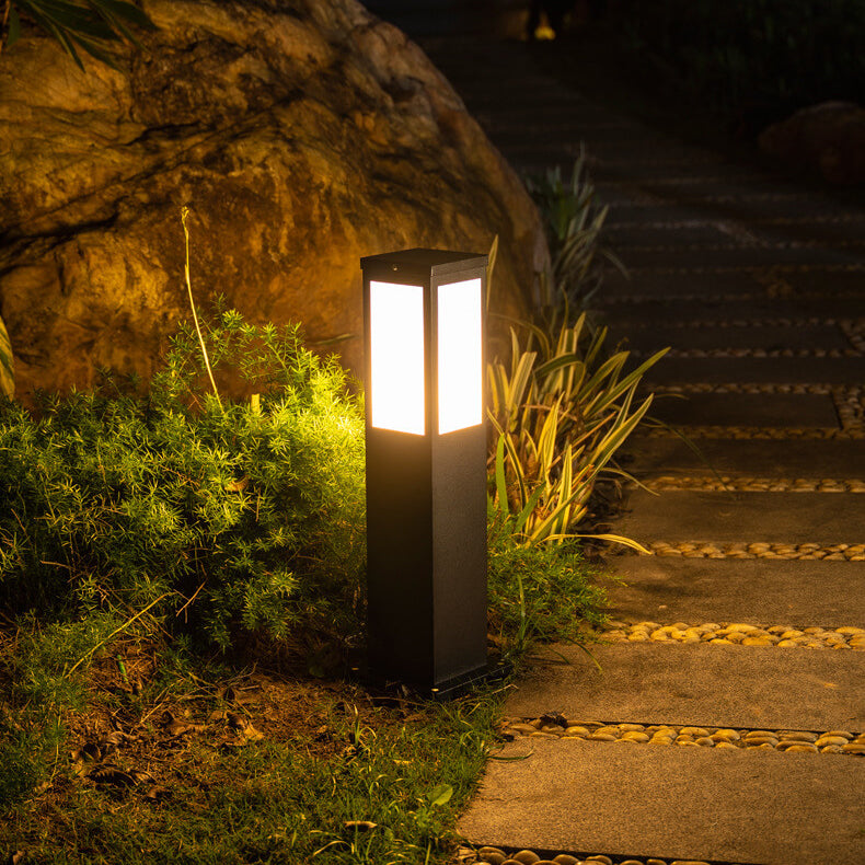 Modern Solar Square Column Outdoor Waterproof Lawn Path Lamp-Orizon Depot