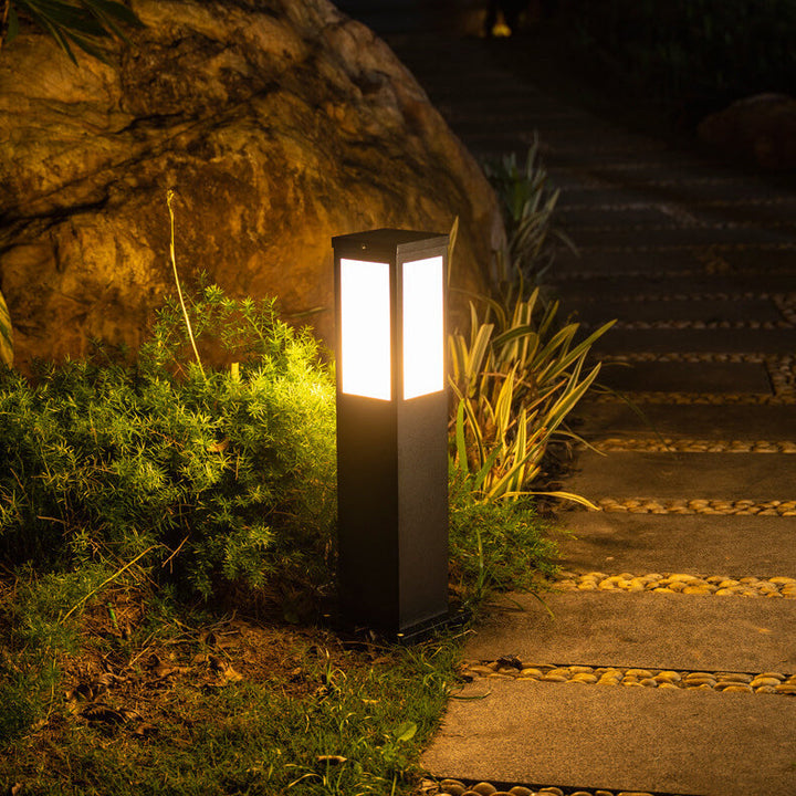 Modern Solar Square Column Outdoor Waterproof Lawn Path Lamp-Orizon Depot