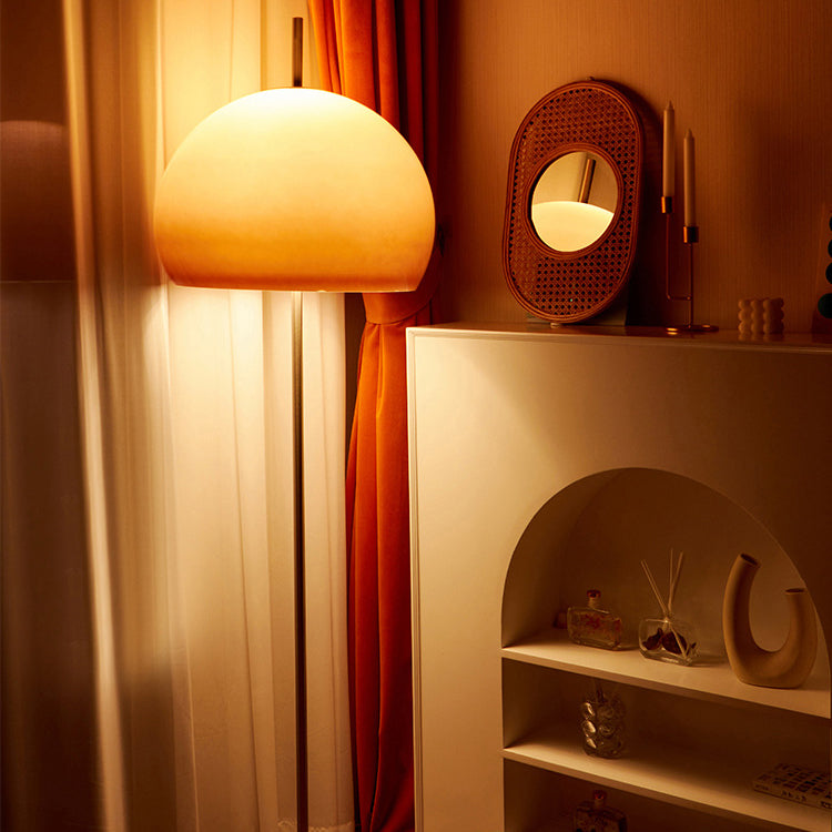 Contemporary Retro Mushroom Standing Floor Lamp with 2-Light Retro Glass Shades for Living Room