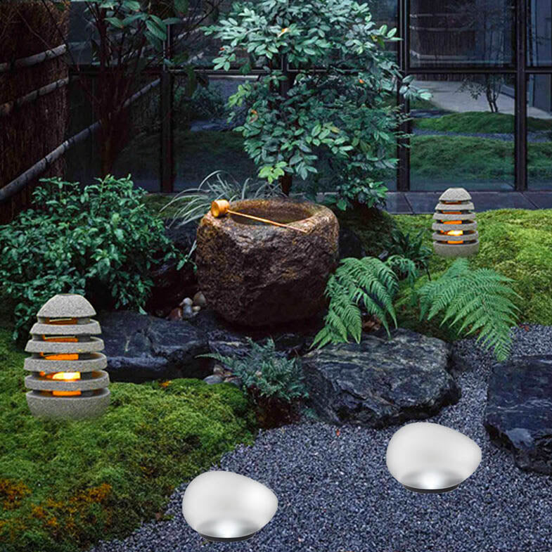 Solar LED Pebble Landscape Lamp Durable ABS with Sandblasted Finish-Orizon Depot