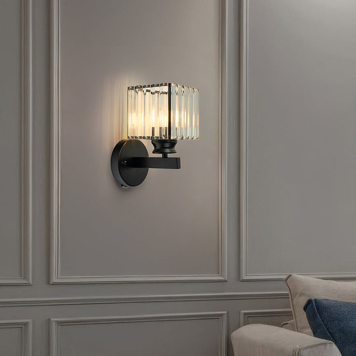 Modern Glass and Iron Wall Sconce Light Fixture