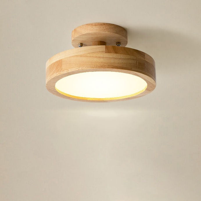Nordic Minimalist Wood Log Round LED Ceiling Light Fixture-Orizon Depot