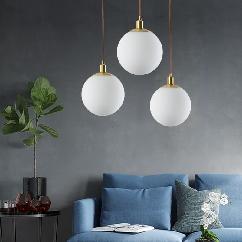 Nordic Modern Minimalist White Orb One-Light Pendant Lamp-Orizon Depot