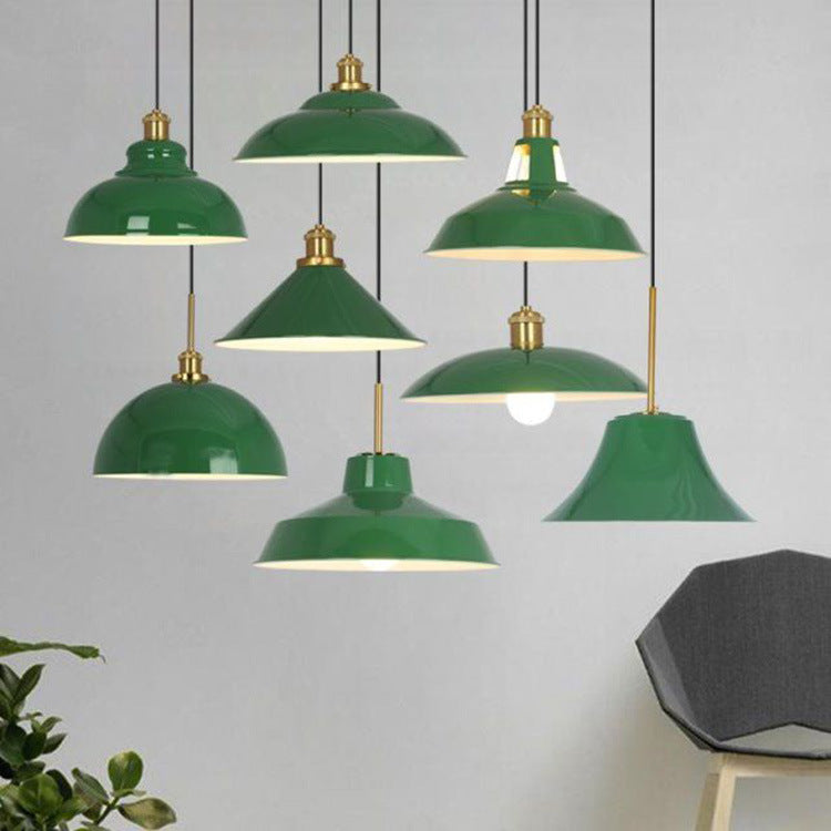 Industrial Vintage Green Iron Dome Pendant Light-Orizon Depot