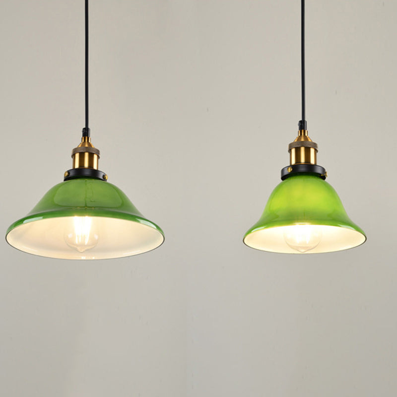 Contemporary Retro Emerald Green Glass Pendant Light-Orizon Depot