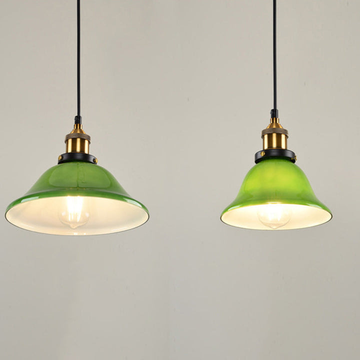 Contemporary Retro Emerald Green Glass Pendant Light-Orizon Depot
