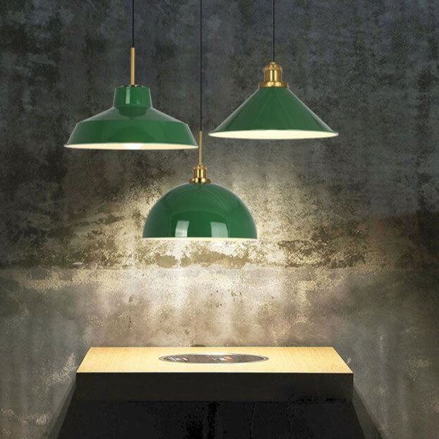 Industrial Vintage Green Iron Dome Pendant Light-Orizon Depot