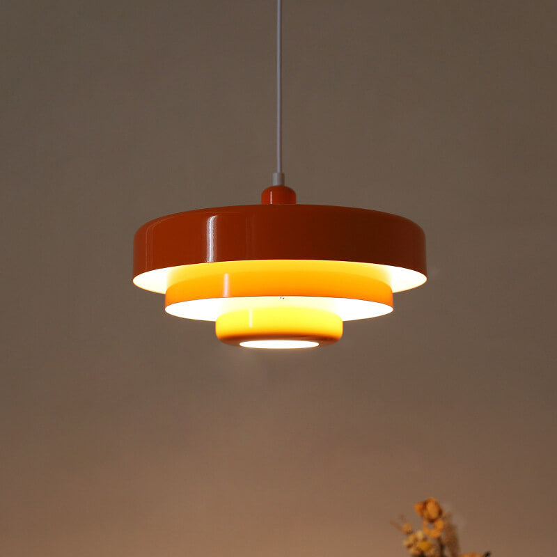Nordic Vintage Multi-Layered Round Metal 1-Light Pendant Lamp-Orizon Depot