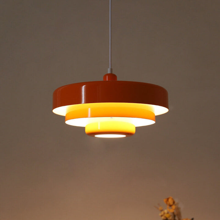 Nordic Vintage Multi-Layered Round Metal 1-Light Pendant Lamp-Orizon Depot