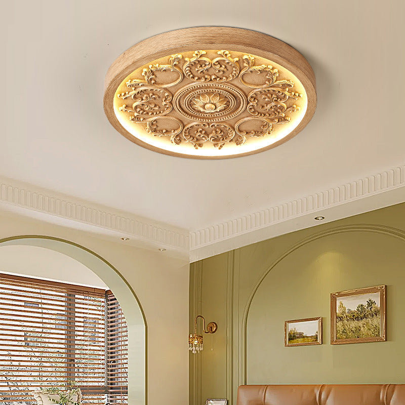 Modern Simplistic Carved Iron Resin Acrylic LED Flush Mount Ceiling Lamp For Bedroom-Orizon Depot