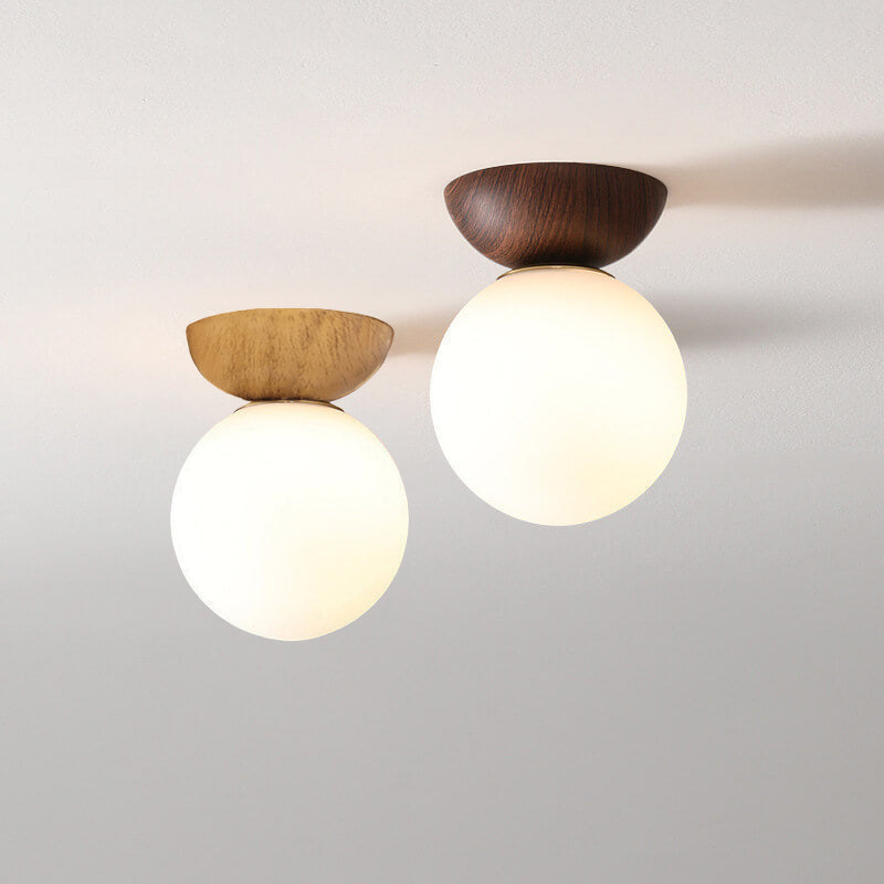 Modern Minimalist Glass Iron Orb 1-Light Semi-Flush Mount Light/Pendant Lamp for Bed Room-Orizon Depot