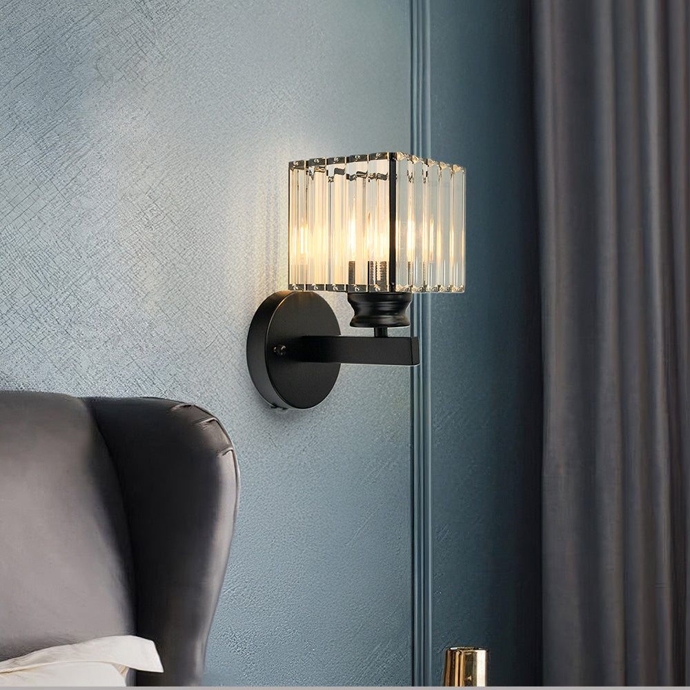 Modern Glass and Iron Wall Sconce Light Fixture