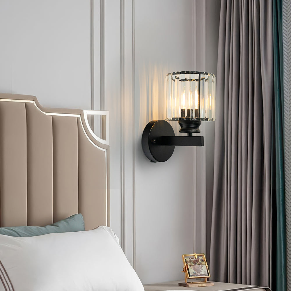 Modern Glass and Iron Wall Sconce Light Fixture