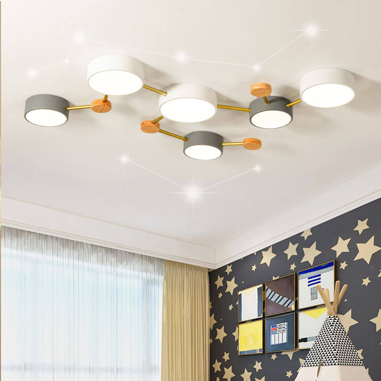Scandinavian Style Solid Wood Iron LED Multi Flush Mount Ceiling Lamp-Orizon Depot