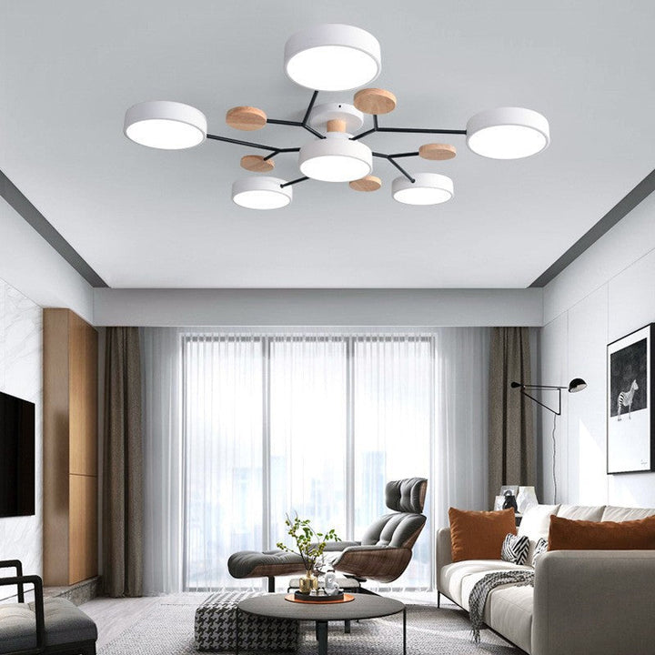 Contemporary Scandinavian Round Molecule Branch Design LED Semi-Flush Mount Ceiling Lamp For Bed Room-Orizon Depot