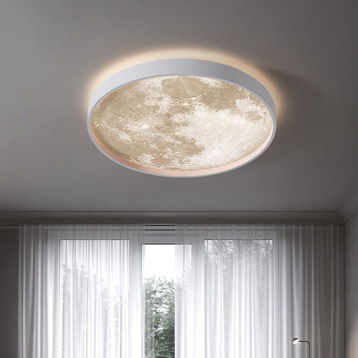 Nordic Minimalist Moon Shape Round LED Ceiling Lamp-Orizon Depot
