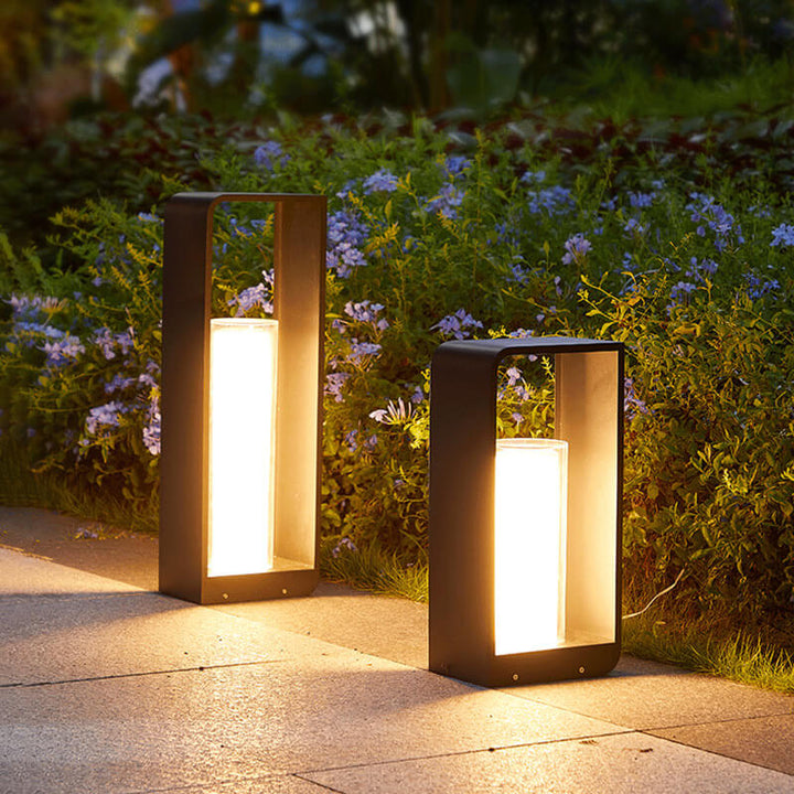 Modern Minimalist Square Frame LED Lawn Light Stainless Steel Acrylic Waterproof Design-Orizon Depot