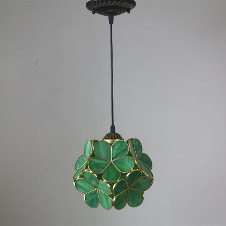 Vintage Stained Glass Flower Pendant Light-Orizon Depot