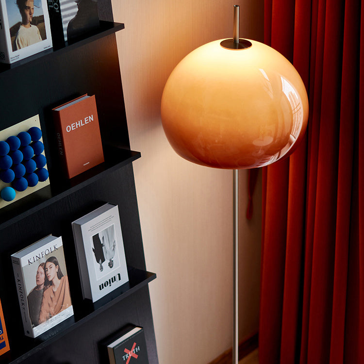 Contemporary Retro Mushroom Standing Floor Lamp with 2-Light Retro Glass Shades for Living Room